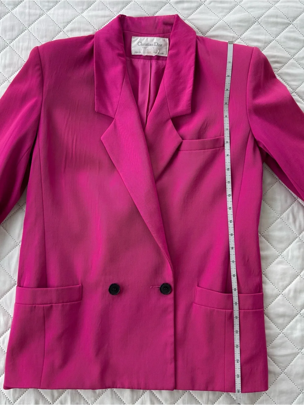 VTG Christian Dior Suit Hot Pink 100% Wool Blazer fuchsia Jacket Women’s M 8-10